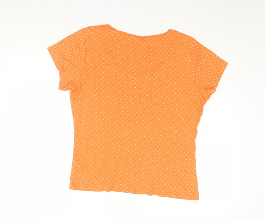 M&Co Women's Orange Polka Dot T-Shirt, Size 18