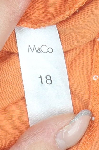 M&Co Women's Orange Polka Dot T-Shirt, Size 18