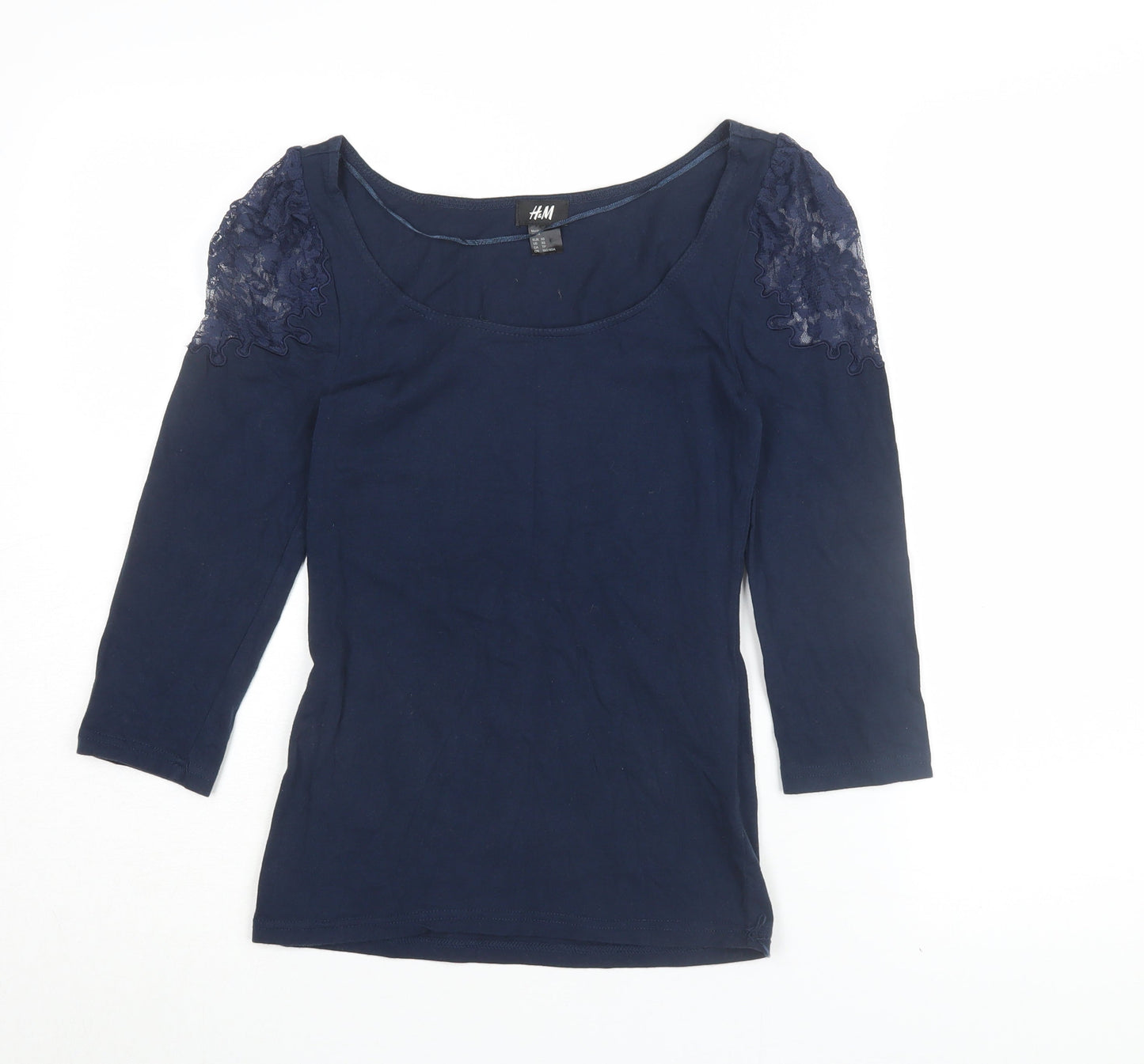 Womens UK Size XS H&M Blue Cropped Blouse