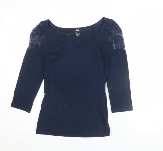 Womens UK Size XS H&M Blue Cropped Blouse