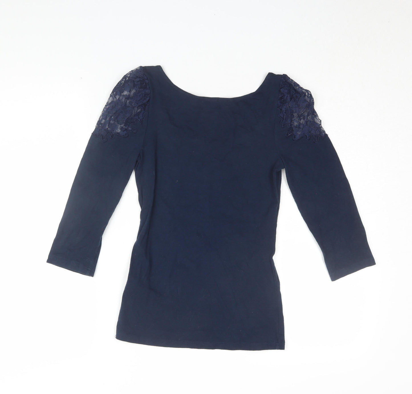 Womens UK Size XS H&M Blue Cropped Blouse