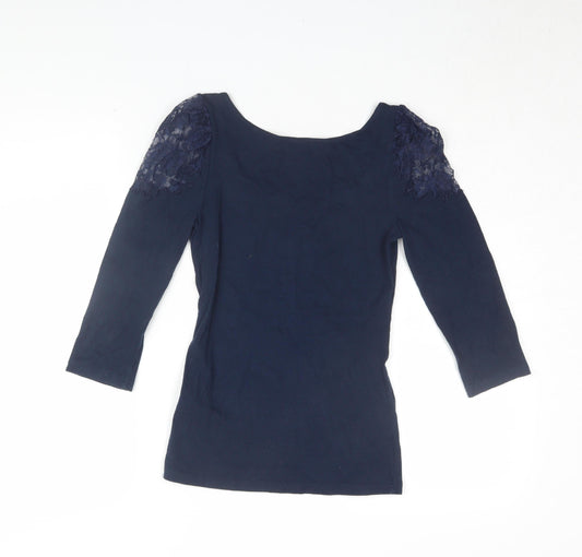 Womens UK Size XS H&M Blue Cropped Blouse