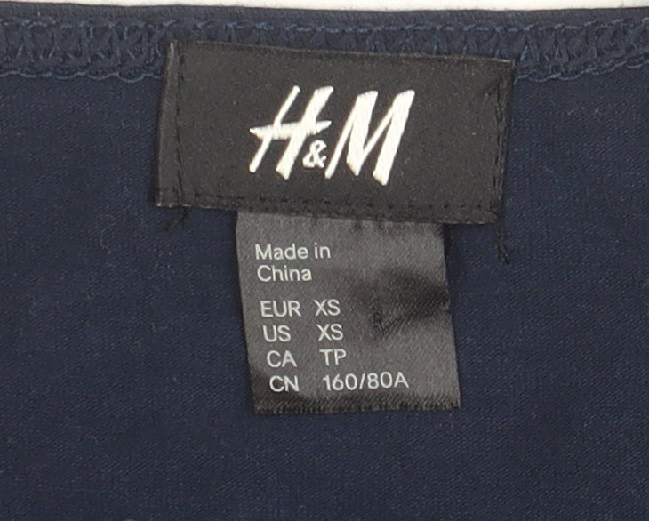 Womens UK Size XS H&M Blue Cropped Blouse