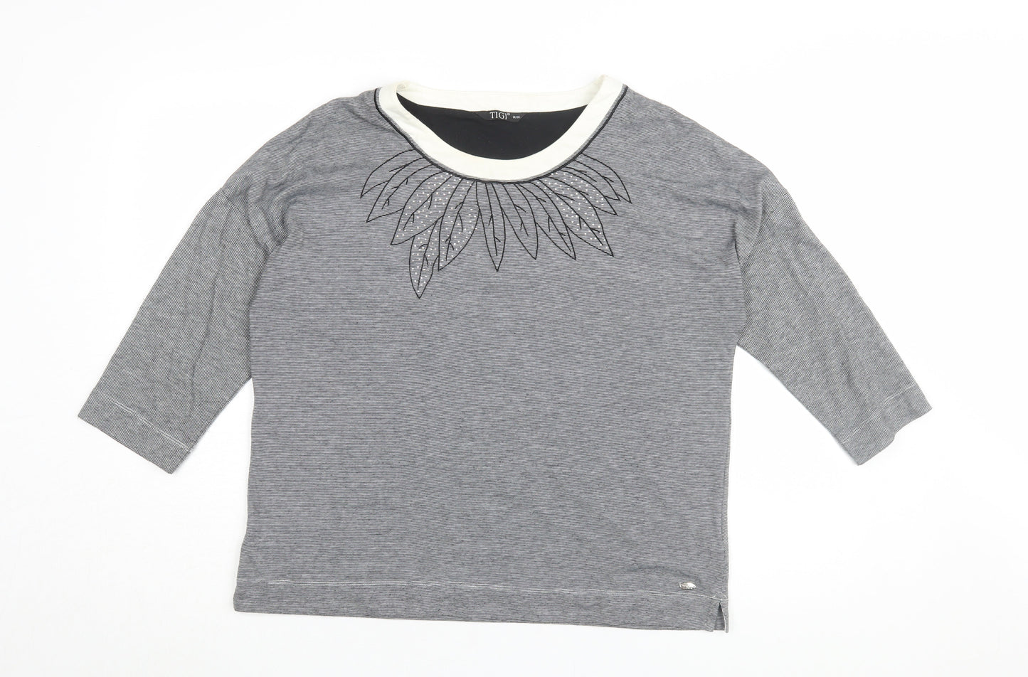 Womens UK Size 14/16 TIGI Grey Basic T-Shirt