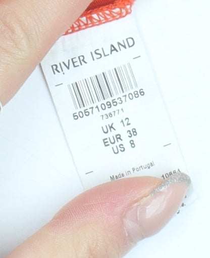 Womens UK Size 12 River Island Orange Basic T-Shirt