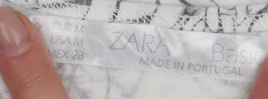 Womens UK Size M Zara White Basic T-Shirt