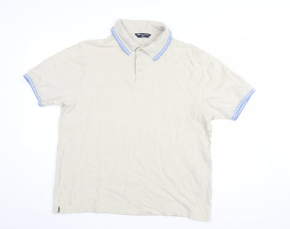 Marks and Spencer Men's Beige Polo Shirt XL