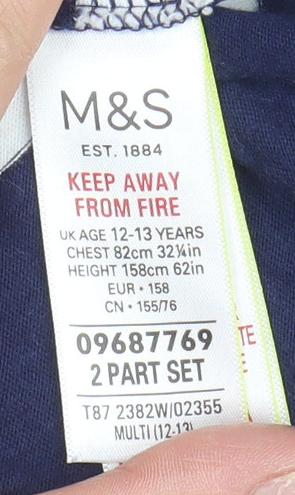 Marks and Spencer Boys Multicoloured Striped T-Shirt 12-13 Years