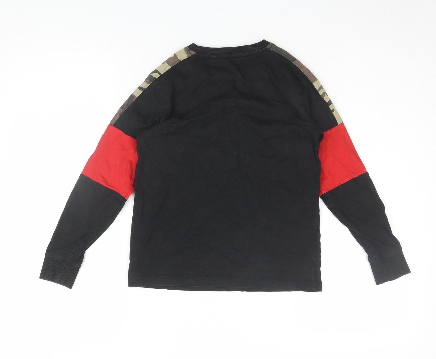 Next Boys Black Cotton Skull T-Shirt, 8 Years, Long Sleeve