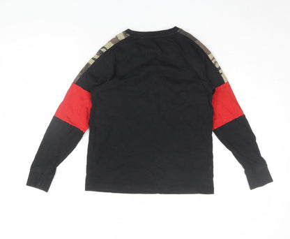 Next Boys Black Cotton Skull T-Shirt, 8 Years, Long Sleeve