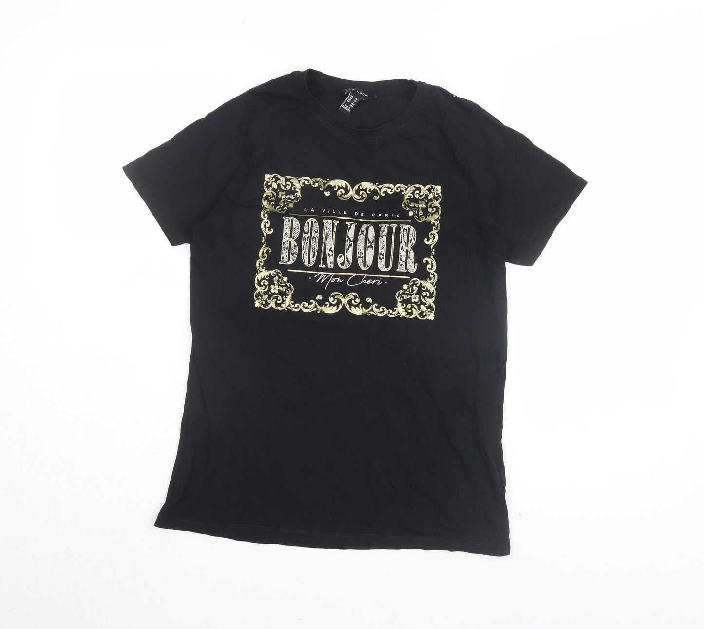 Womens UK Size 10 New Look Black Basic T-Shirt