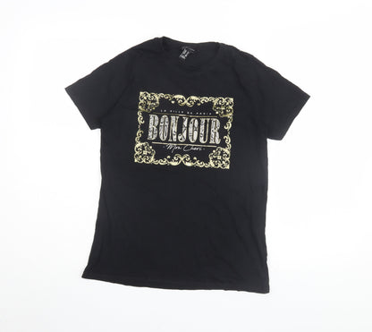 Womens UK Size 10 New Look Black Basic T-Shirt