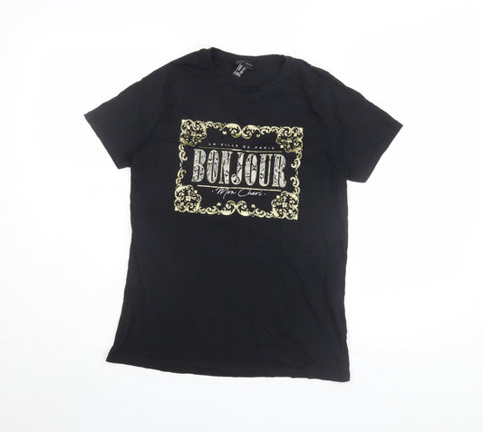 Womens UK Size 10 New Look Black Basic T-Shirt