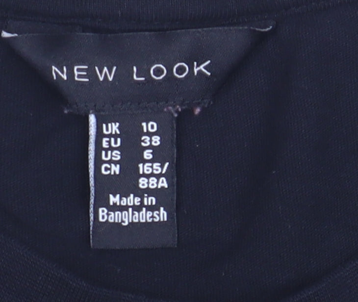 Womens UK Size 10 New Look Black Basic T-Shirt