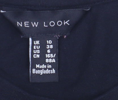 Womens UK Size 10 New Look Black Basic T-Shirt