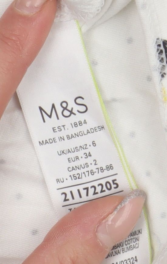 Womens UK Size 6 Marks and Spencer White Basic T-Shirt