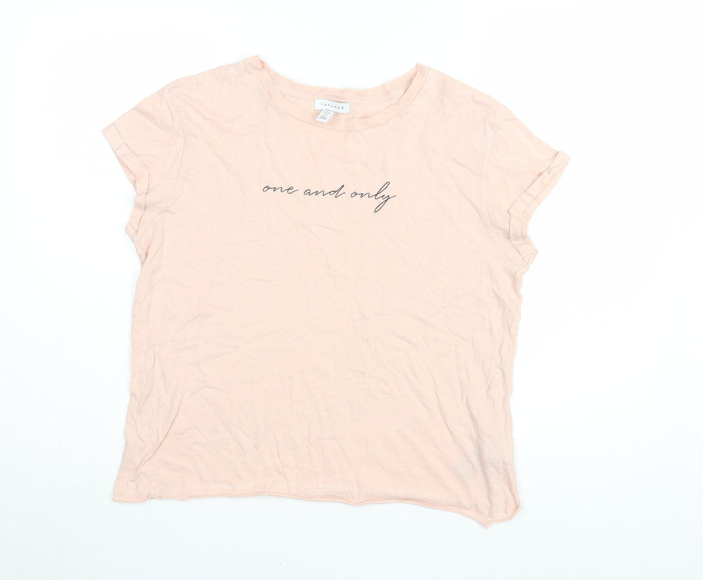 Womens UK Size 12 Topshop Pink Basic T-Shirt