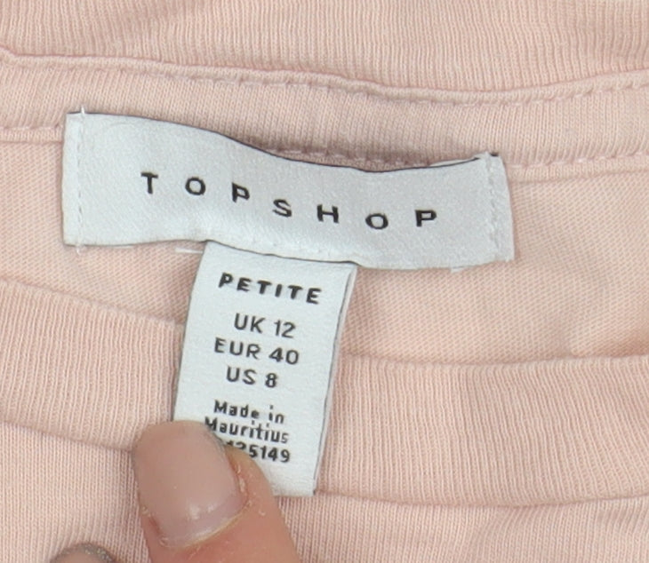 Womens UK Size 12 Topshop Pink Basic T-Shirt
