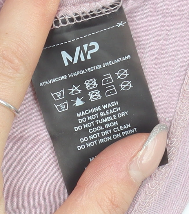 MP Women's Pink Regular Fit Gym T-Shirt, Size S