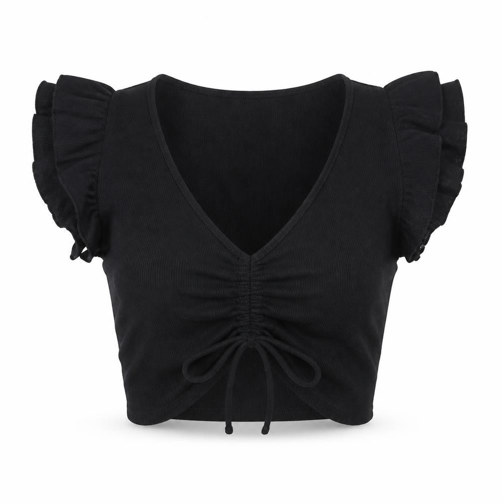 Womens UK Size S Zara Black Cropped Blouse