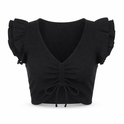 Womens UK Size S Zara Black Cropped Blouse