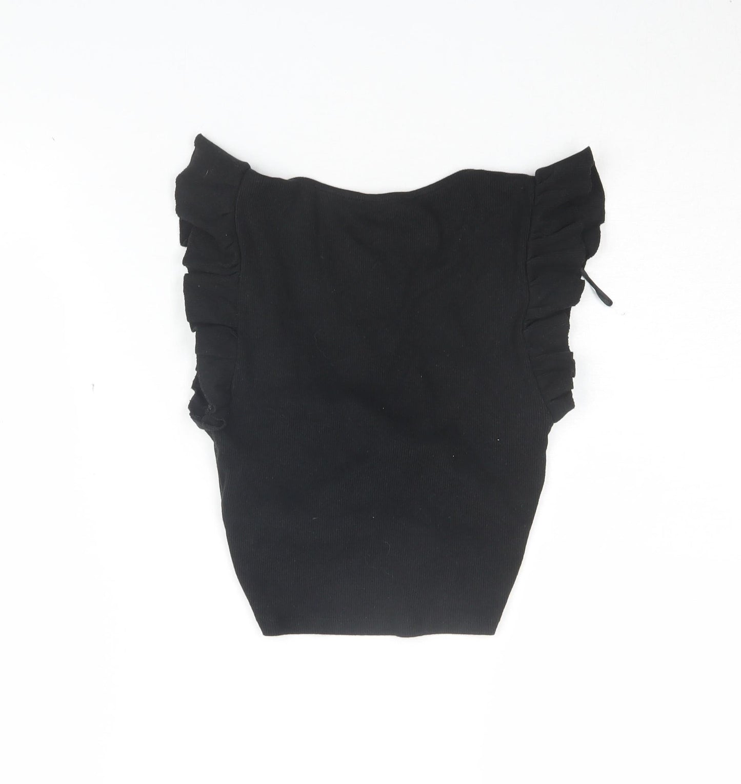 Womens UK Size S Zara Black Cropped Blouse