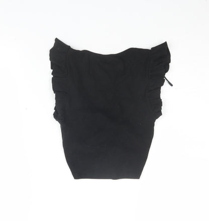 Womens UK Size S Zara Black Cropped Blouse