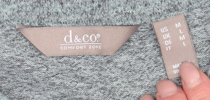 d&co Women's Grey V-Neck Knit Basic Top M