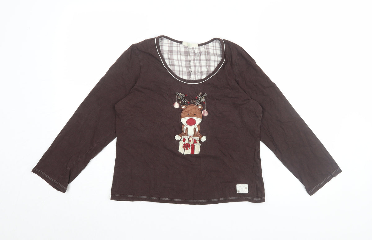 Marks & Spencer Women's Brown Christmas Pyjama Top 12