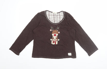 Marks & Spencer Women's Brown Christmas Pyjama Top 12