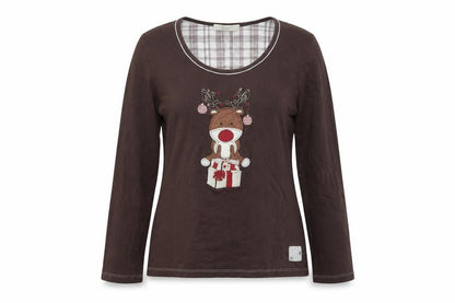 Marks & Spencer Women's Brown Christmas Pyjama Top 12