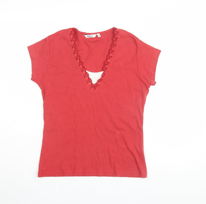Womens UK Size M M&Co Red Basic T-Shirt