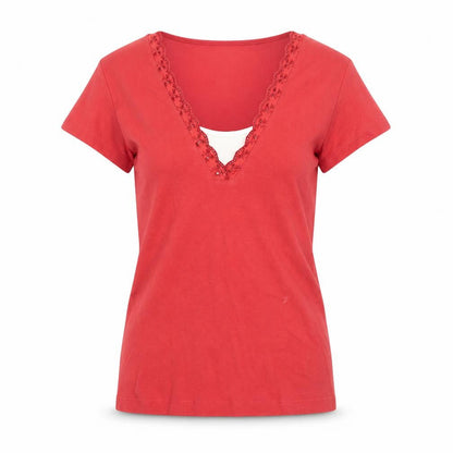 Womens UK Size M M&Co Red Basic T-Shirt