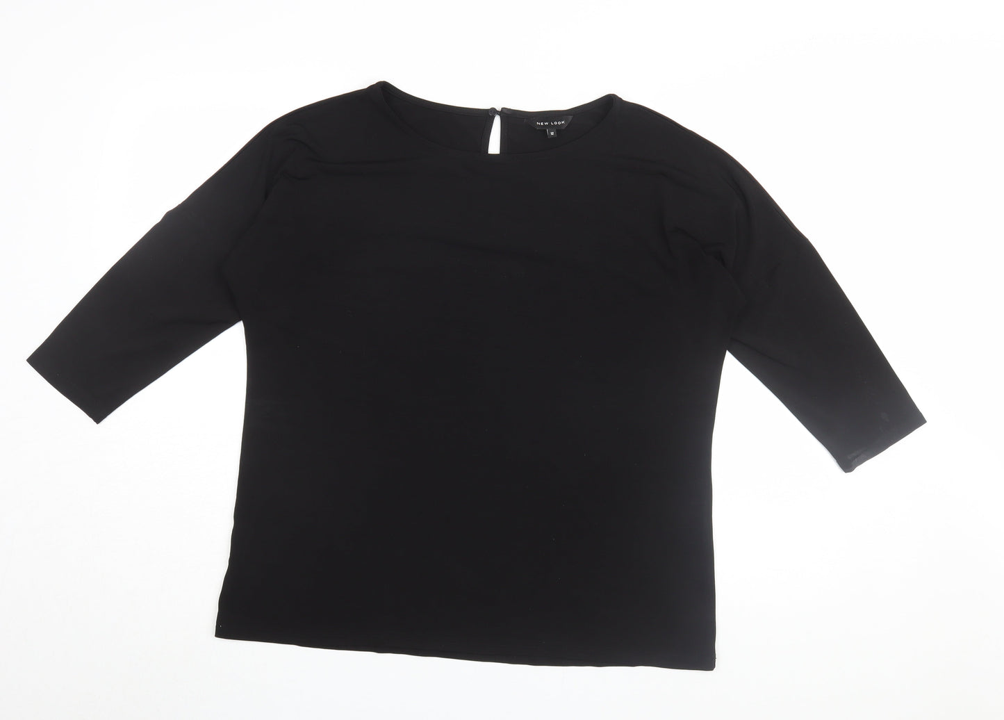 Womens UK Size 12 New Look Black Basic T-Shirt