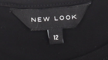 Womens UK Size 12 New Look Black Basic T-Shirt