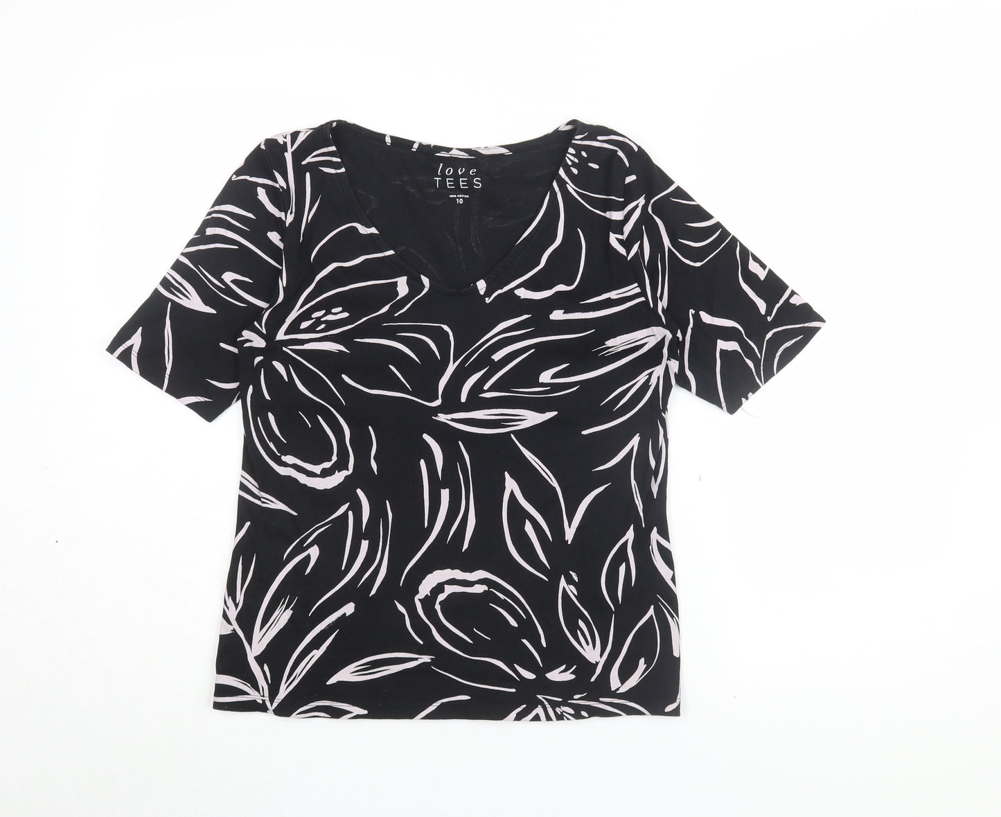 Womens UK Size 10 Love Tees Black Basic T-Shirt