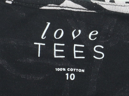 Womens UK Size 10 Love Tees Black Basic T-Shirt
