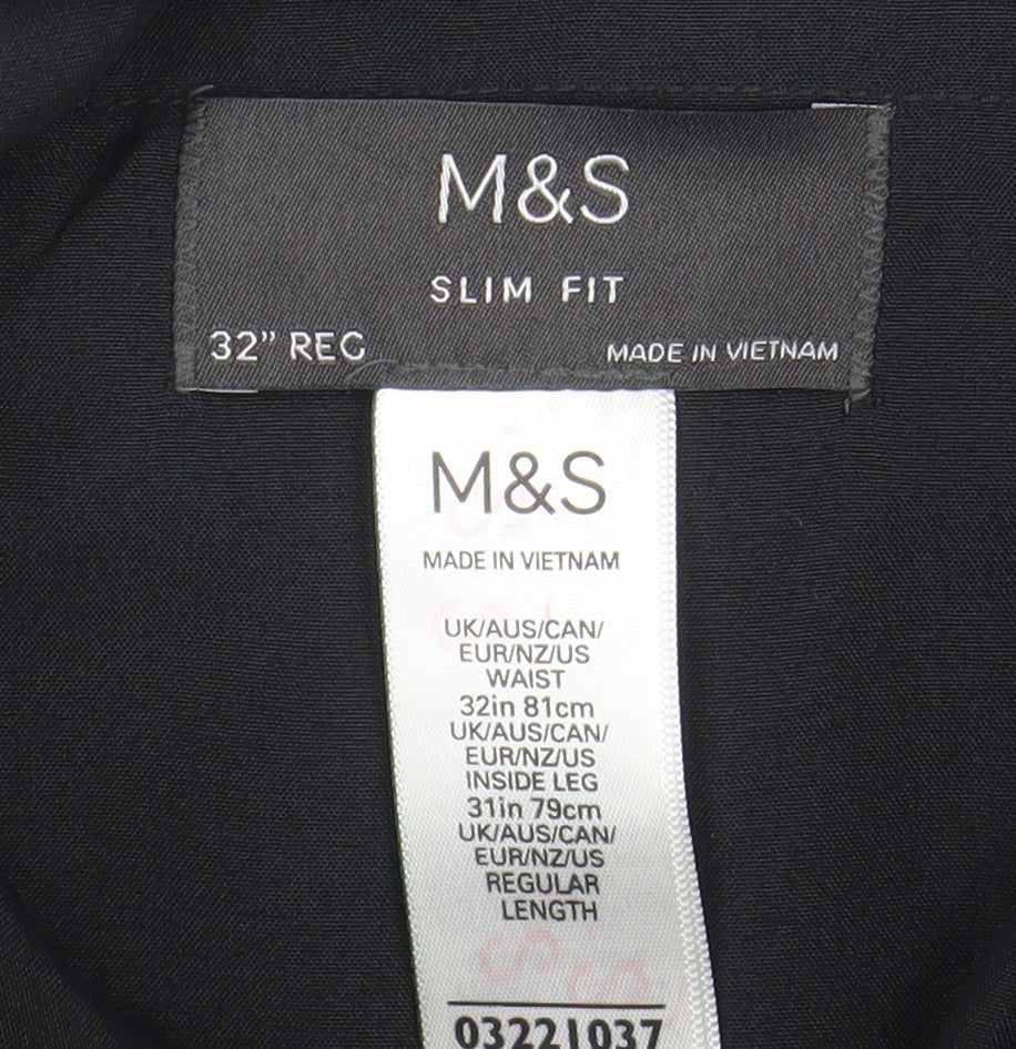 Womens UK Size 32 Marks and Spencer Slim Fit Chino Black Trousers