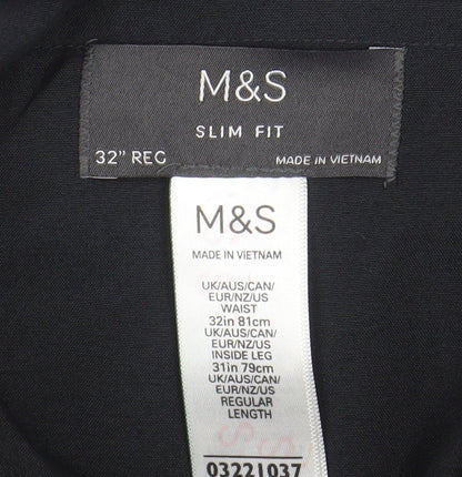 Womens UK Size 32 Marks and Spencer Slim Fit Chino Black Trousers