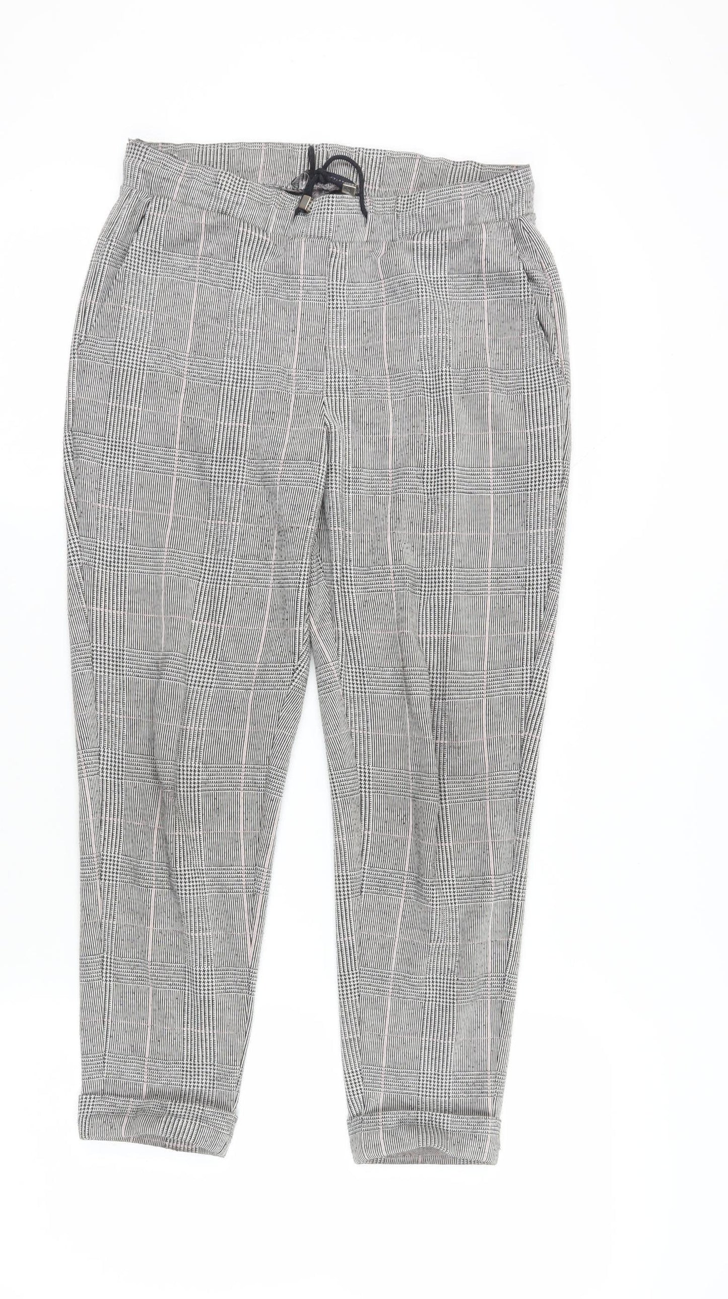 Womens UK Size 10 Marks and Spencer Regular Fit Cropped Grey Trousers