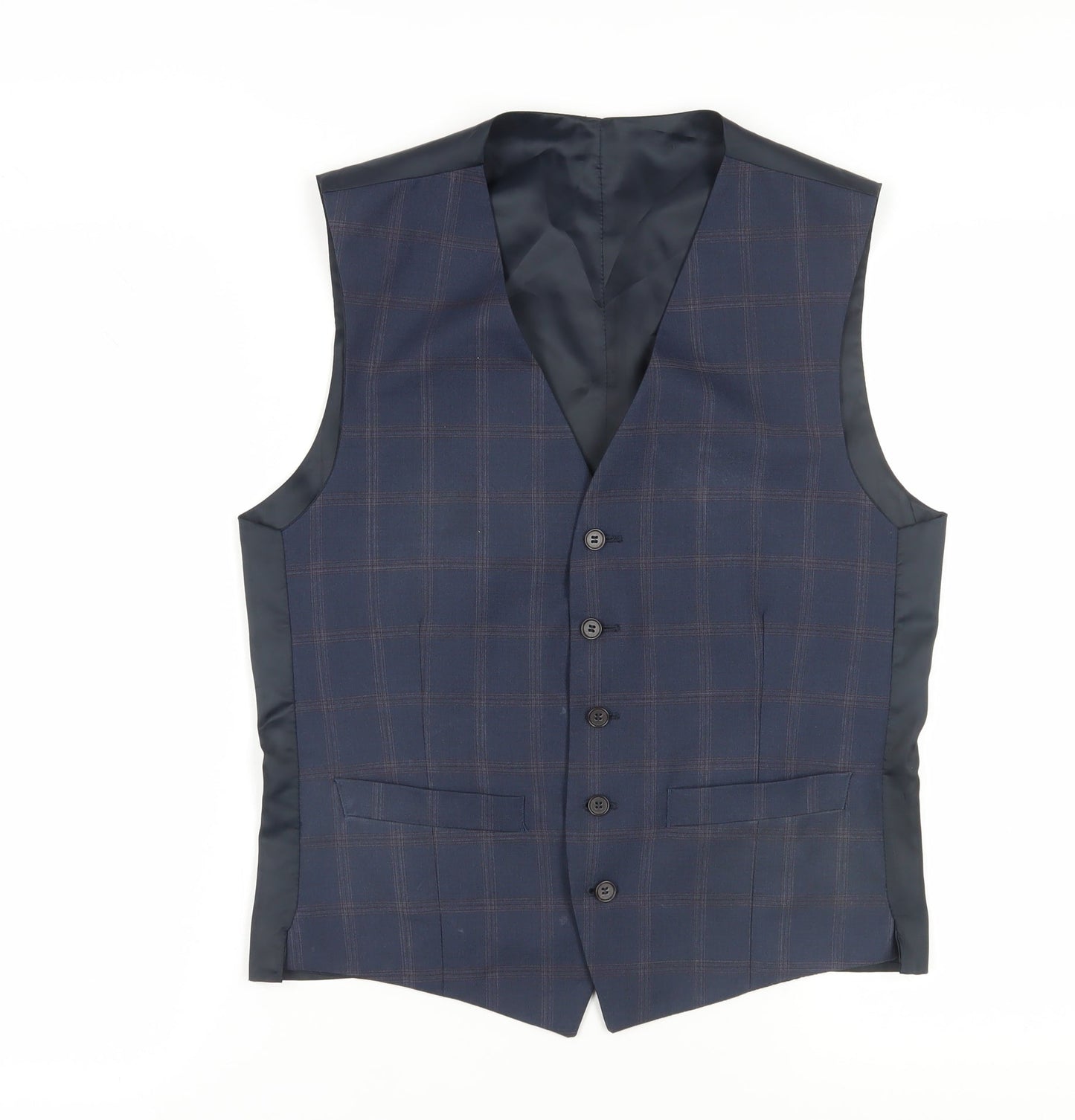 Alexandre of England Men's Navy Check Suit Waistcoat 38R