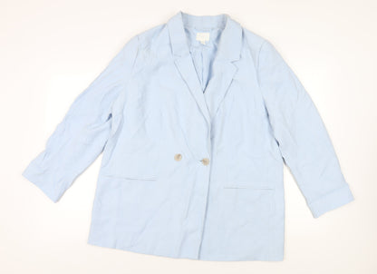 H&M Women's Blue Double-Breasted Blazer Size 14