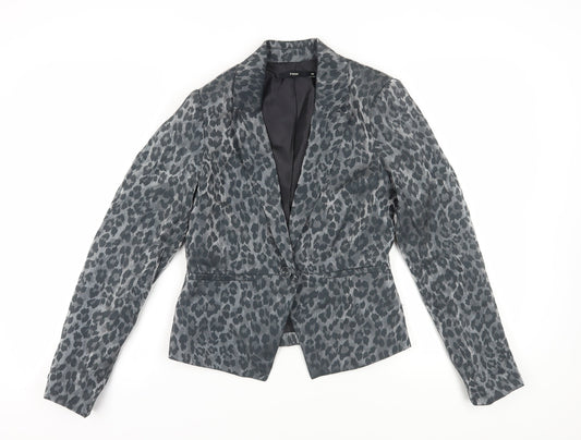 Fransa Women's Grey Animal Print Blazer Size 8