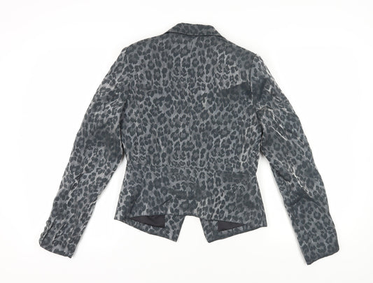 Fransa Women's Grey Animal Print Blazer Size 8