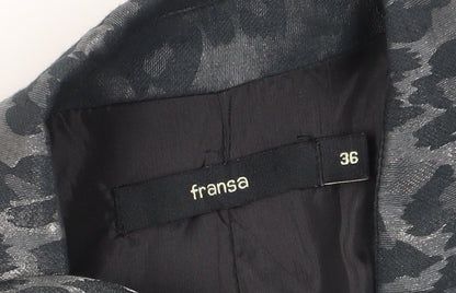 Fransa Women's Grey Animal Print Blazer Size 8