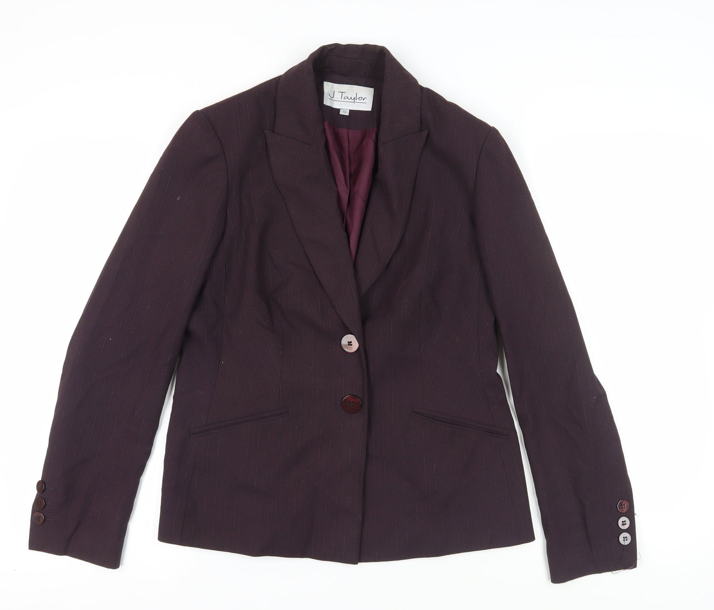 J Taylor Women's Purple Pinstripe Suit Jacket Size 12