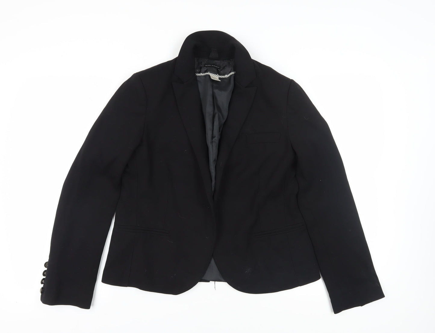 Laura Clement Women's Black Blazer Size 4 Business