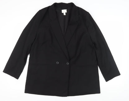 H&M Women's Black Suit Jacket, Size 12, Double-Breasted