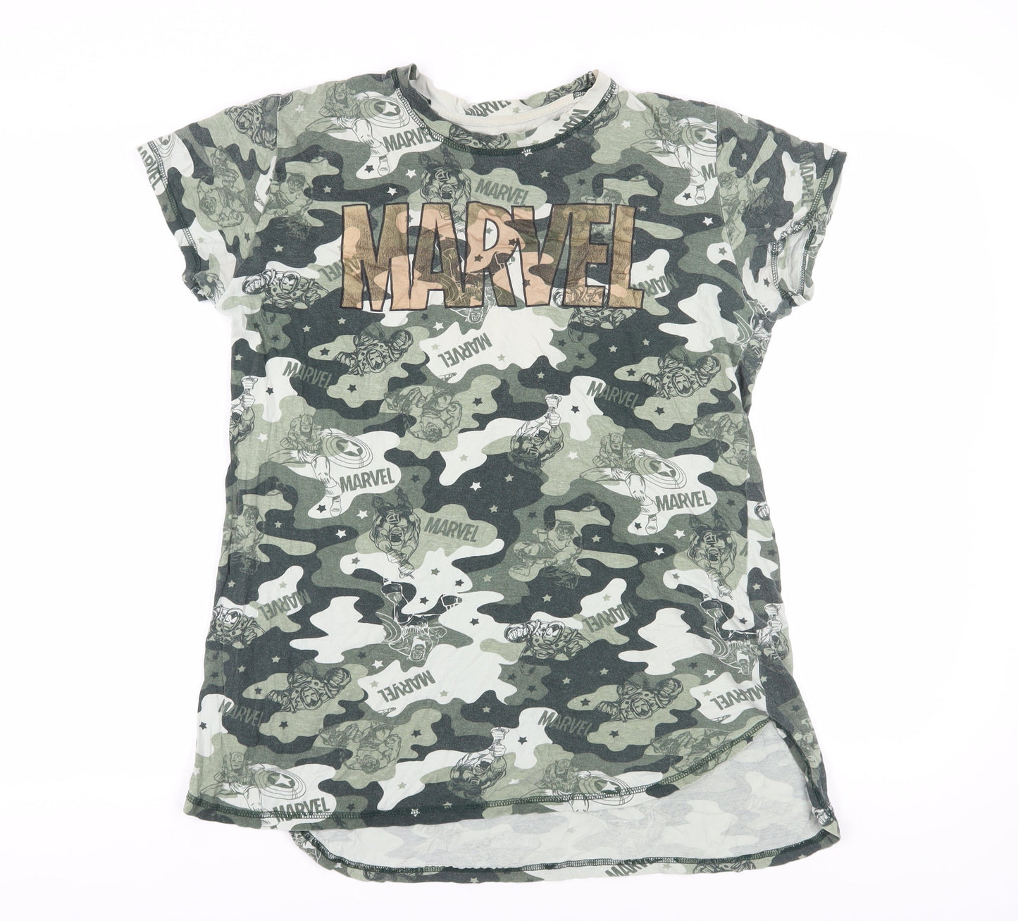 Womens UK Size 10-12 Marvel Green Basic T-Shirt