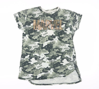 Womens UK Size 10-12 Marvel Green Basic T-Shirt